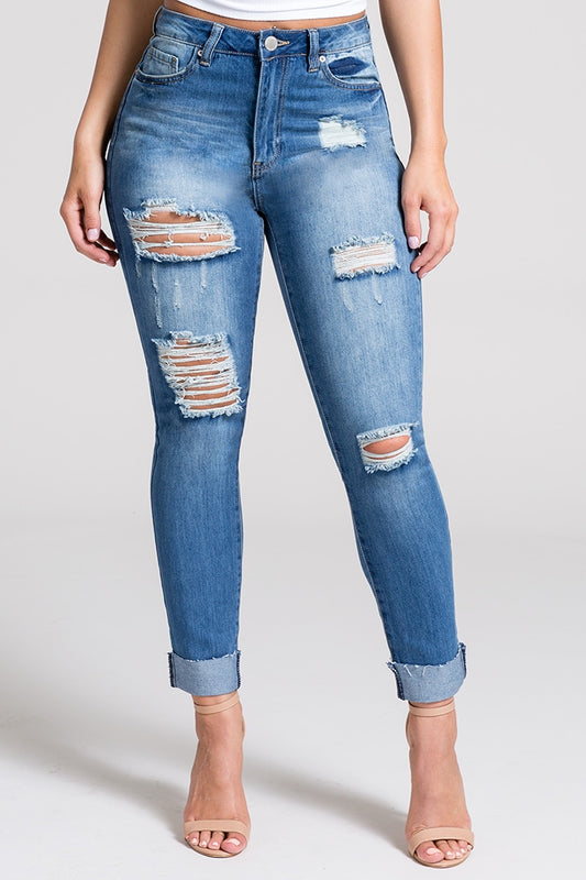 YMI Dream Jeans Rip & Tear Med Blue