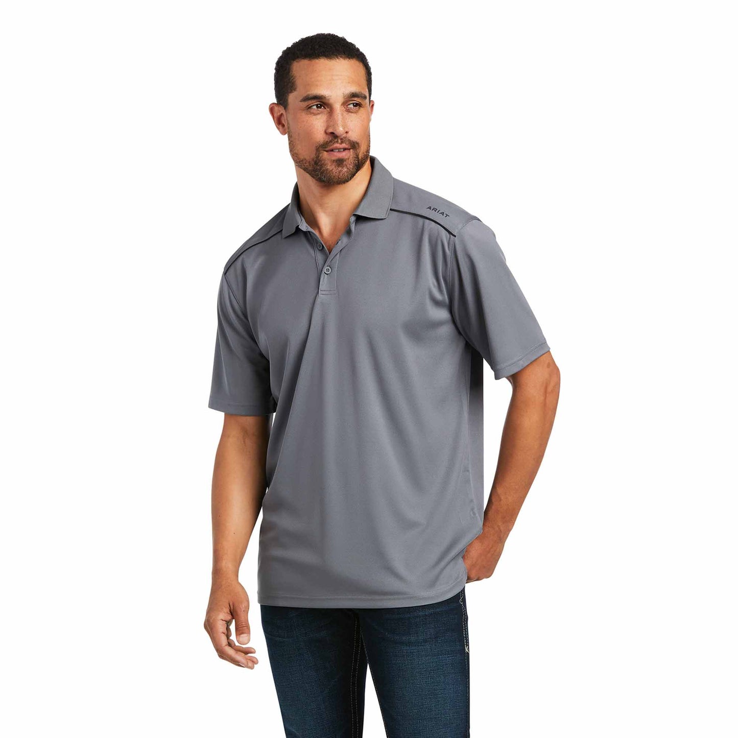 Ariat Mens Tek Short-Sleeve Polo Carbon Zero