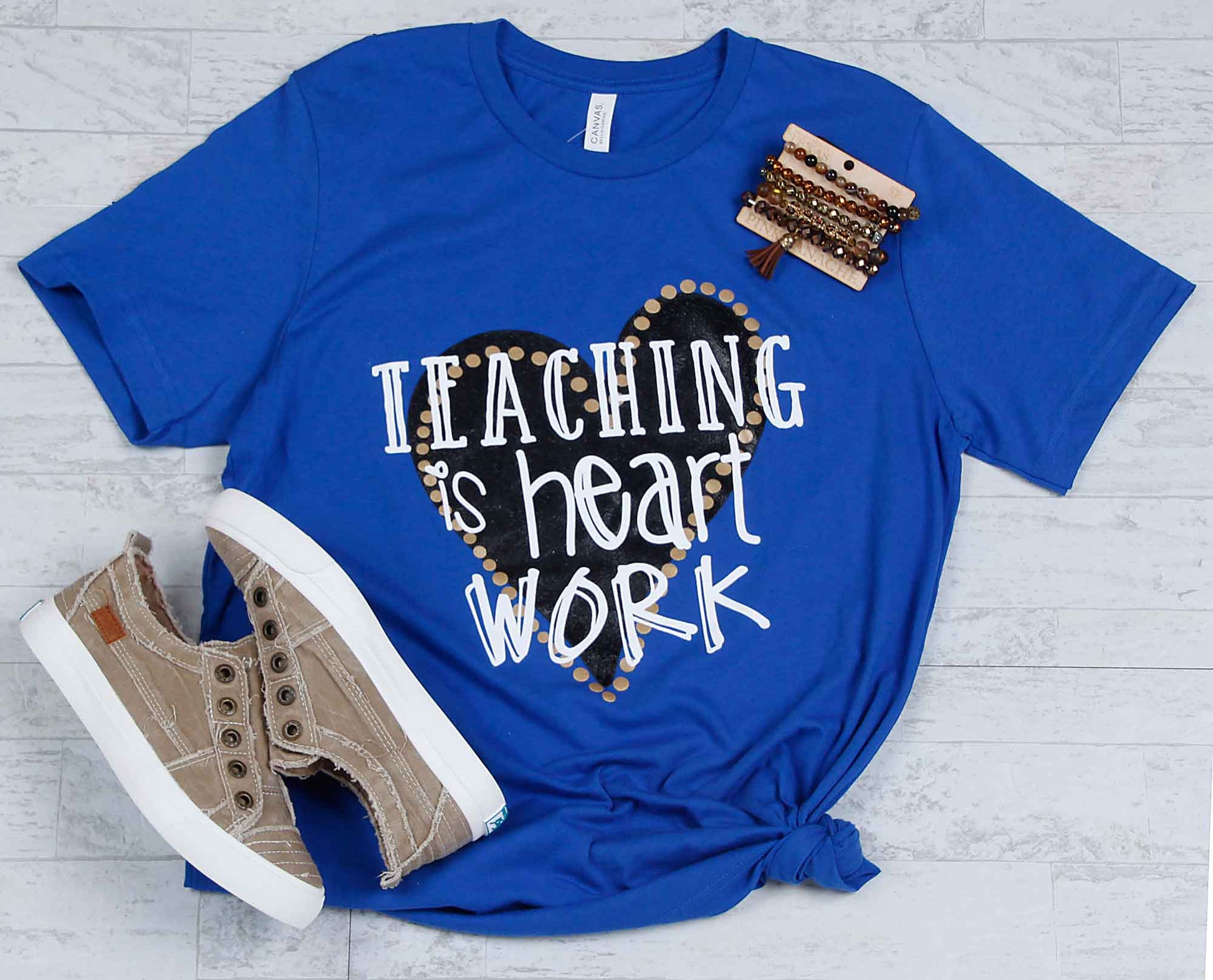 Teaching is Heart Work Royal Blue