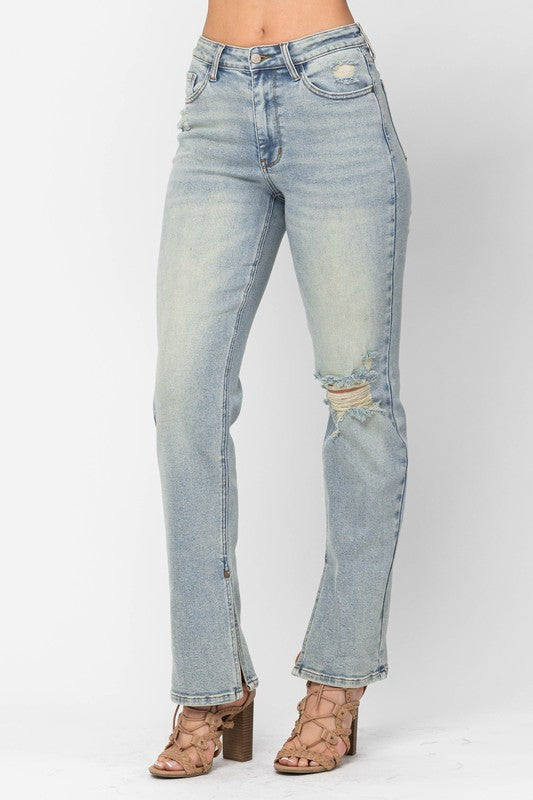 Judy Blue High Waist Straight Fit with Inseam Slit
