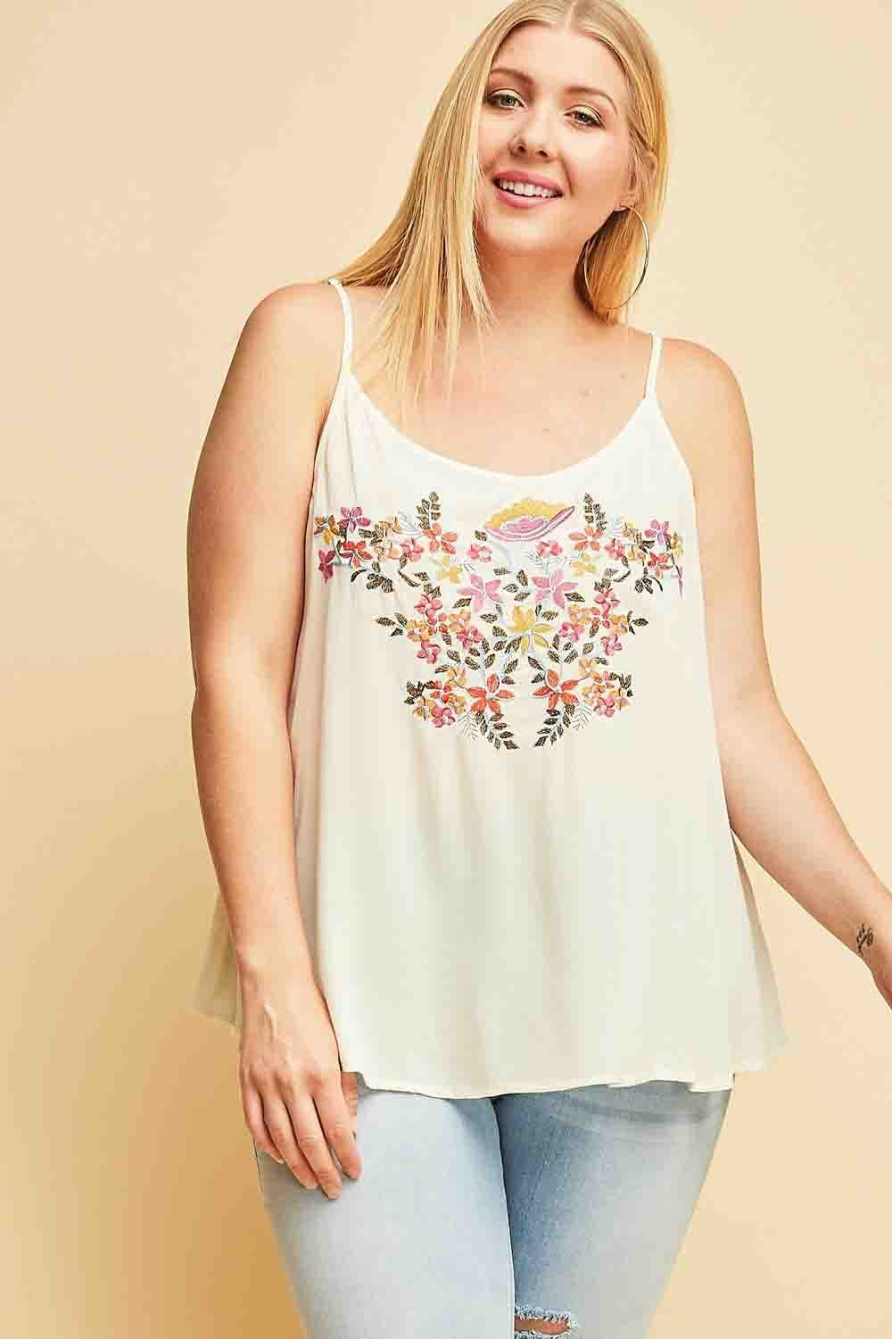 Entro Embroidered Camisole Top Ivory