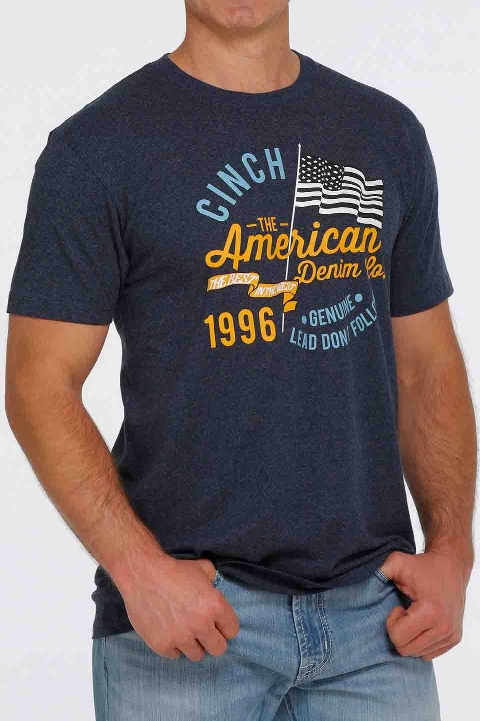 Cinch Mens TShirt Script Navy