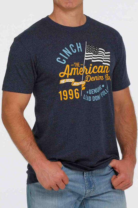 Cinch Mens TShirt Script Navy