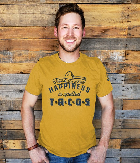 Happiness Tacos Tee Vintage Mustard