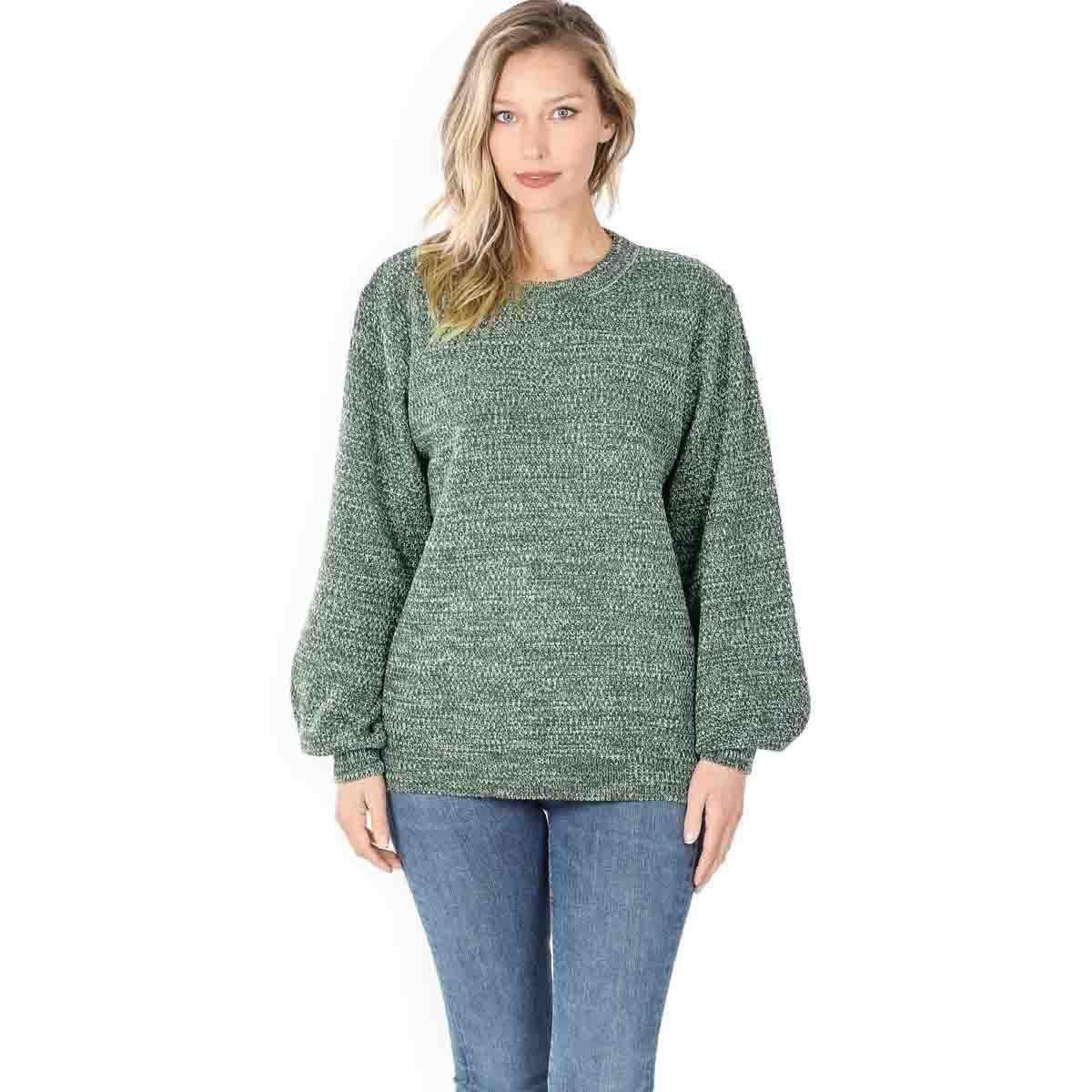 Balloon Sleeve Melange Sweater