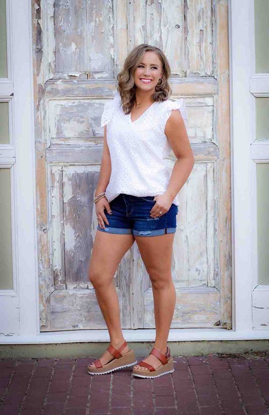 Leighton Top Eyelet Embroidery Ivory